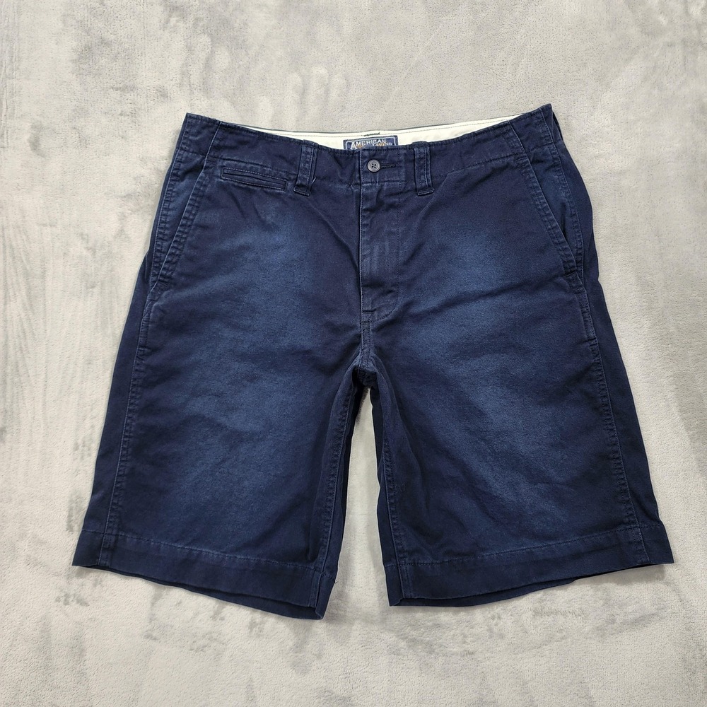 American Living Shorts Mens 33 Blue Faded Chino Flat Front Casual Summer Preppy